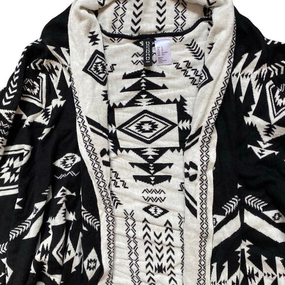 H&M Divided Southwestern Print‎ Open Waterfall Cardigan Reversible Sweater XS - Picture 12 of 14